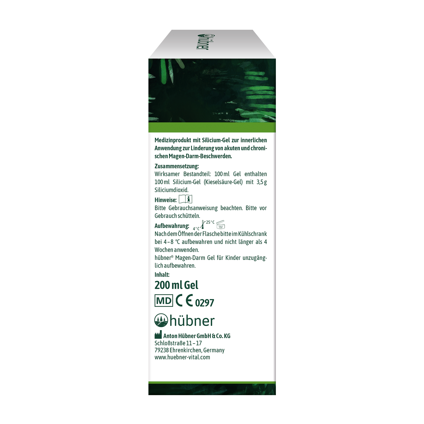 Weiß-grüne Schachtel mit deutschem Text, der ein Arzneimittel beschreibt, einschließlich Dosierung, Hersteller und Gebrauchsanweisung.