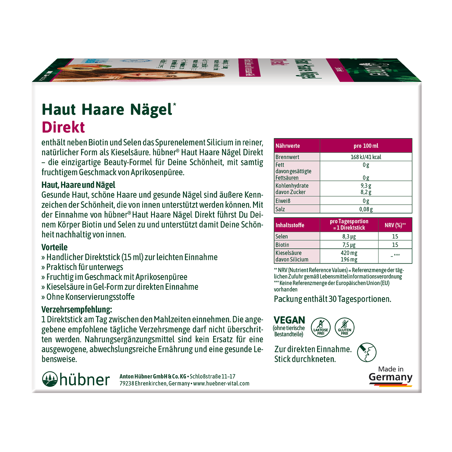 hübner® Haut Haare Nägel Direkt Aprikose - 30 Stck.