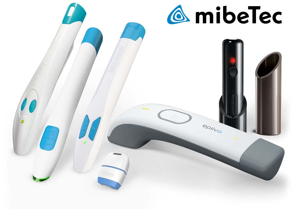Gruppenpackshots aller mibetec Produkte