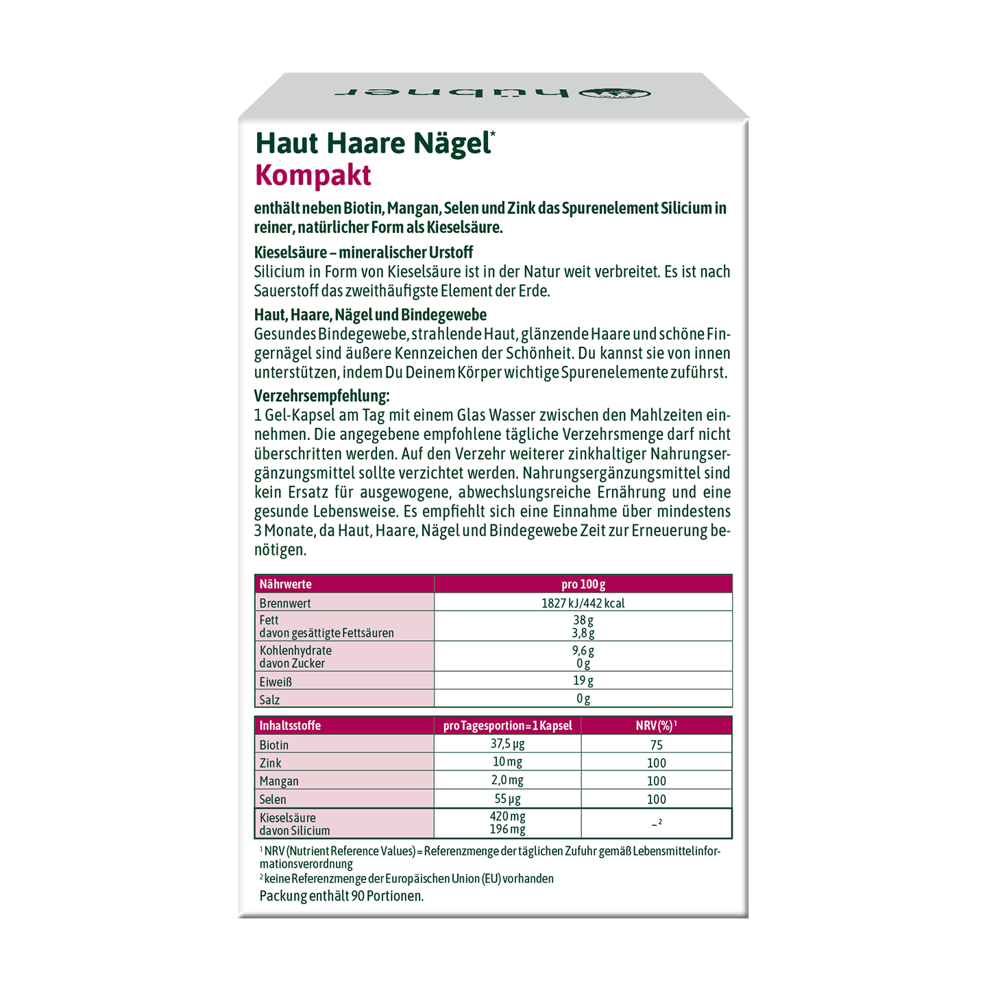 hübner® Haut Haare Nägel Kompakt - 90 Stk.