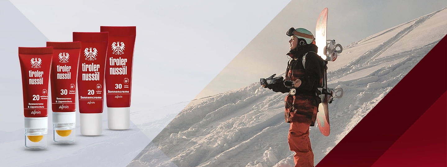 Sonnenschutz beim Snowboarden in den Bergen
