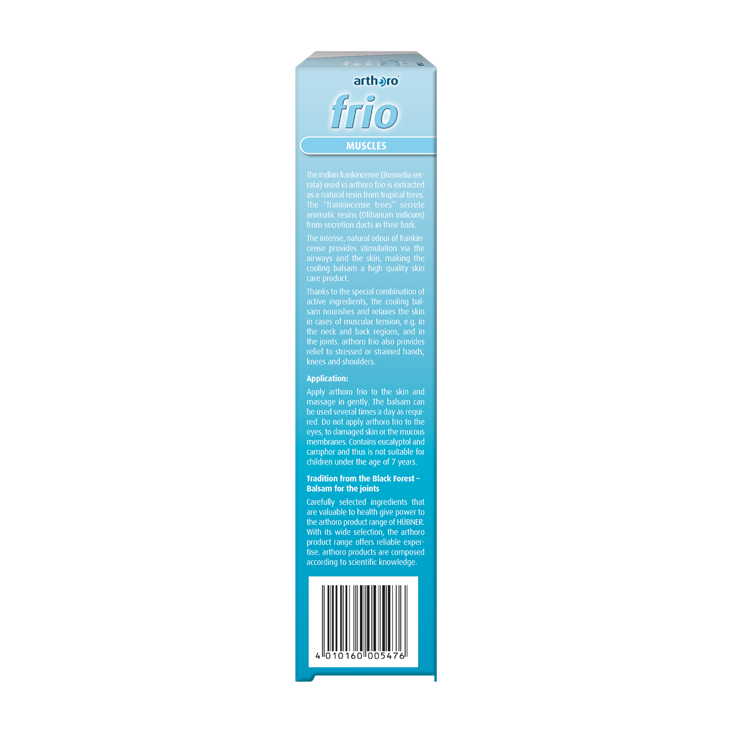 Rückansicht einer blauen rechteckigen Produktverpackung mit weißem Text mit Gebrauchsanweisungen und Produktinformationen.